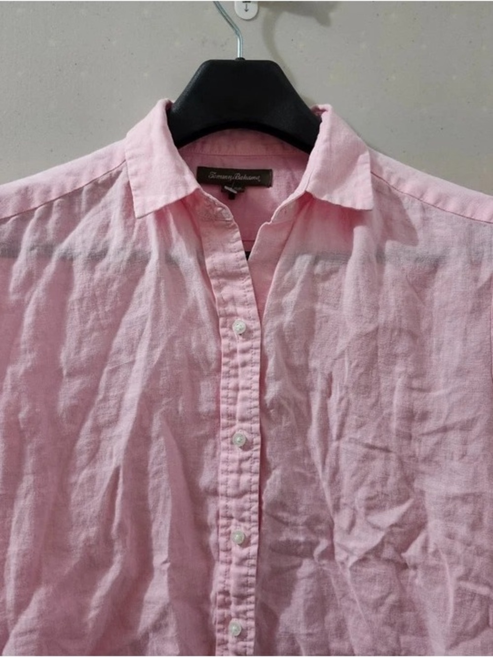 Tommy Bahama Light Pink Linen Short Sleeve Button-Down Shirt - Picture 3 of 7
